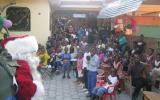 Santa arrives to the sounds of excitement.